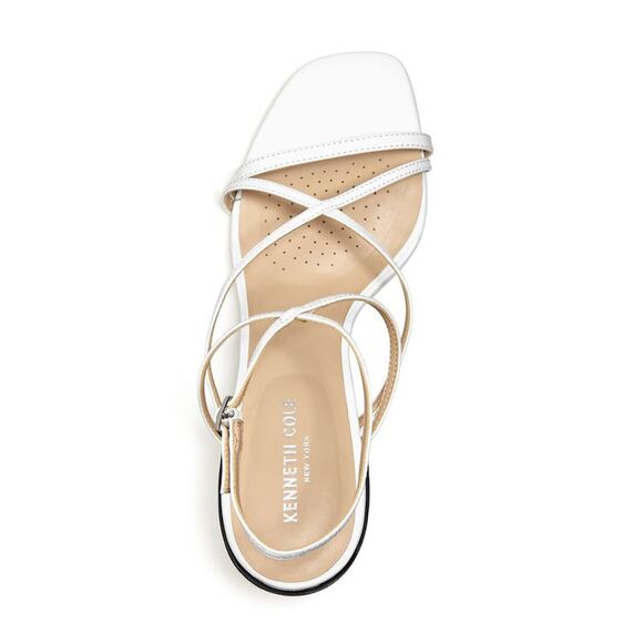 KENNETH COLE Womens White Maise Square Toe Block Heel Leather Sandals Shoes 8 - Picture 3 of 4